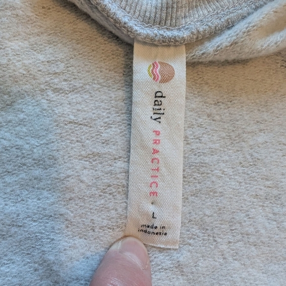 Daily Practice by Anthropologie V-Neck Midi Dress Light Grey Ruched Women's LG - Picture 7 of 16